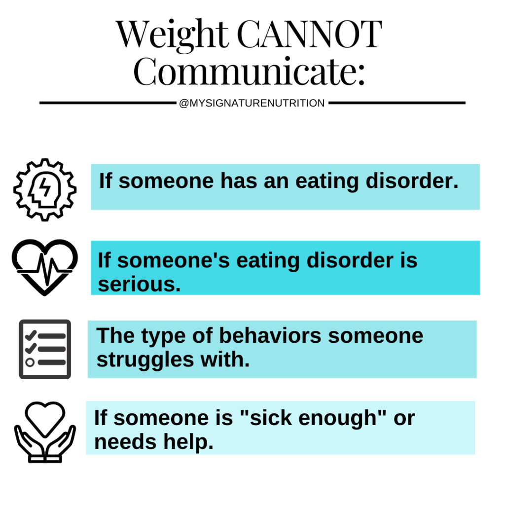 weight cannot communicate struggle, eating disorder or severity